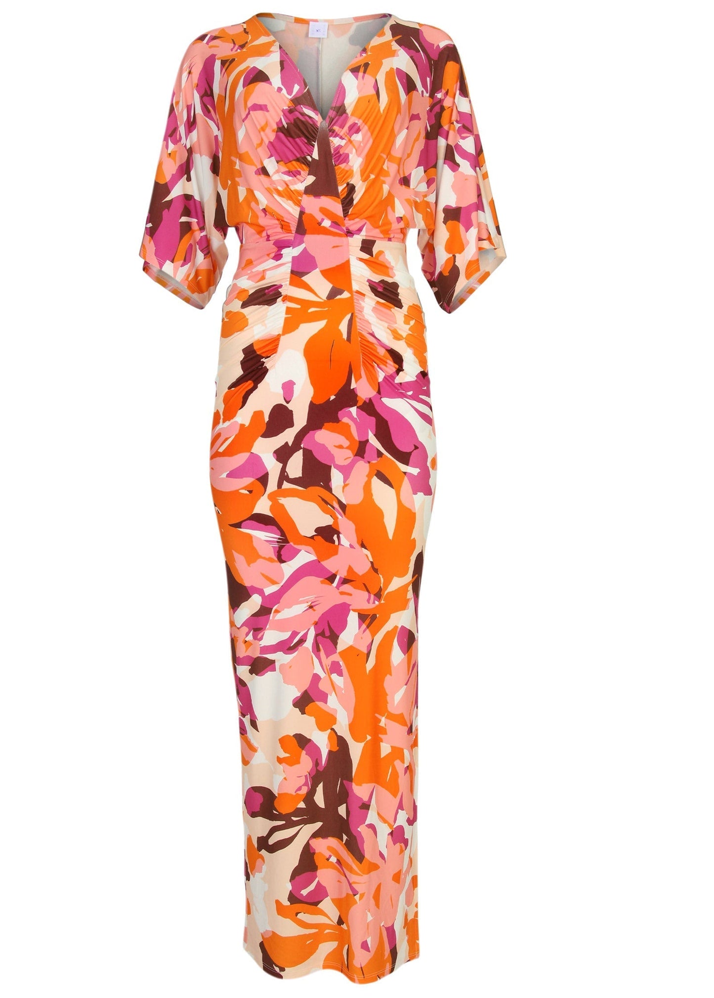 Drape Sleeve Maxi Dress - Desert Floral OMFORT