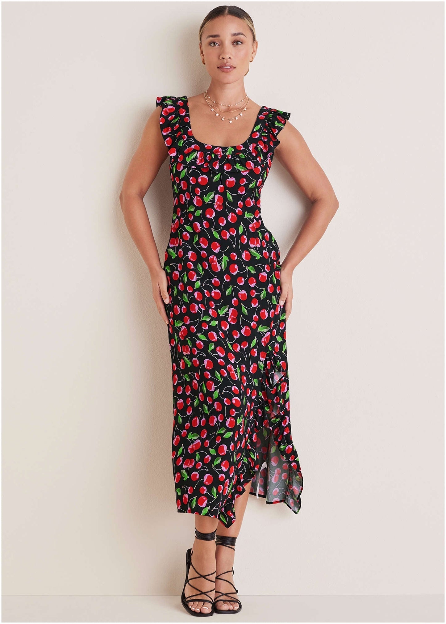 Ruffle Maxi Dress - Very Cherry OMFORT
