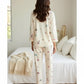 Urban Landmark Print Lapel Pajama Set OMFORT