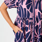 PRE ORDER Felicia Shirt Dress In Pink And Navy Floral OMFORT