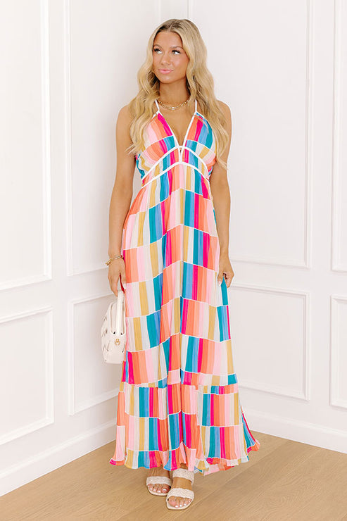 Summer Block Party Pleated Maxi Dress OMFORT