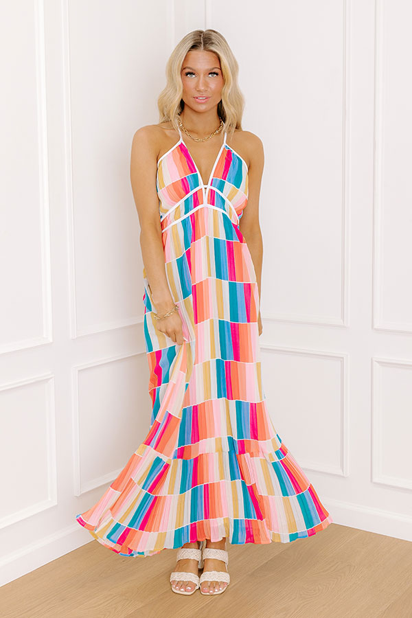 Summer Block Party Pleated Maxi Dress OMFORT