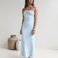 Karmic Blessing Strapless Halter Maxi Dress Blue OMFORT