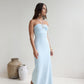 Karmic Blessing Strapless Halter Maxi Dress Blue OMFORT