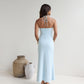 Karmic Blessing Strapless Halter Maxi Dress Blue OMFORT