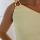 Singing Songbirds One Shoulder Mini Dress Yellow OMFORT