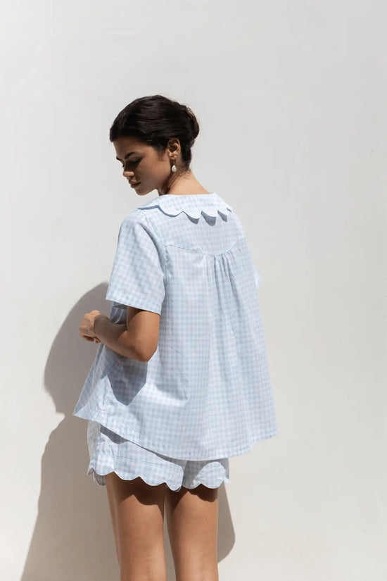 Penelope Sleep Set - Gingham Pale Blue OMFORT