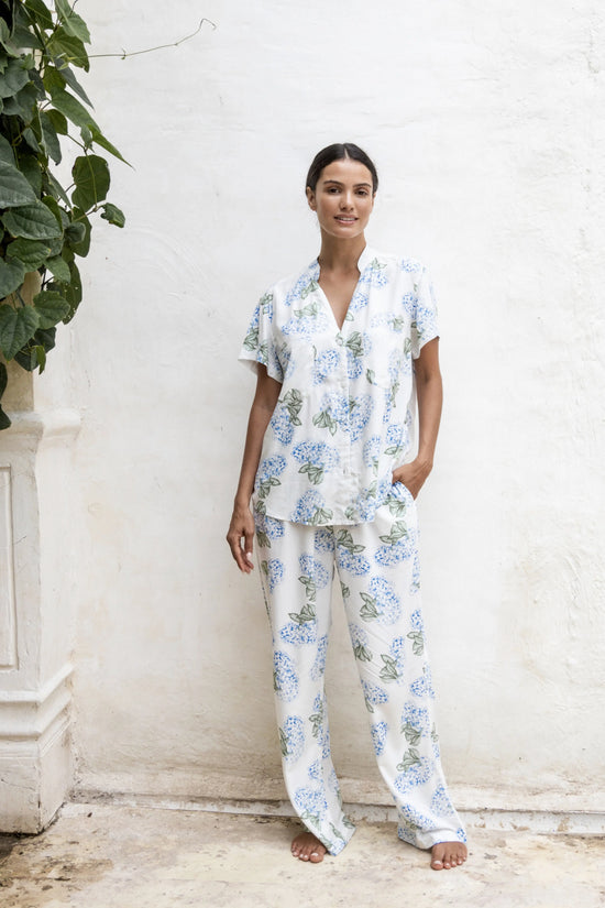 Maggie Pyjama Set - Long Pants - Hydrangea Blue OMFORT