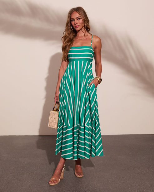 Sea Calling Cotton Striped Maxi Dress OMFORT