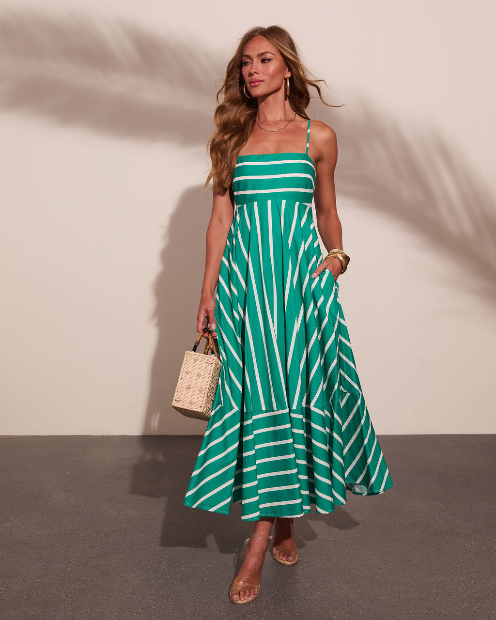 Sea Calling Cotton Striped Maxi Dress OMFORT