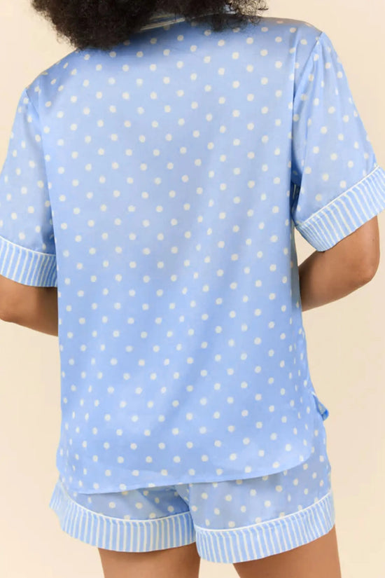 Sky Blue Dotted Print Soft Short Pajama Set mysite