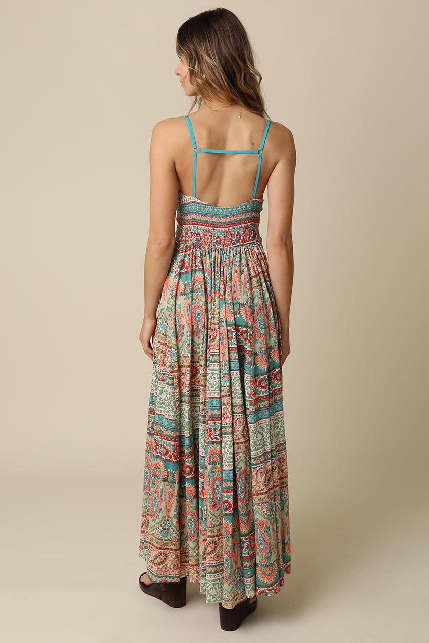 Paisley Print Maxi Dress OMFORT