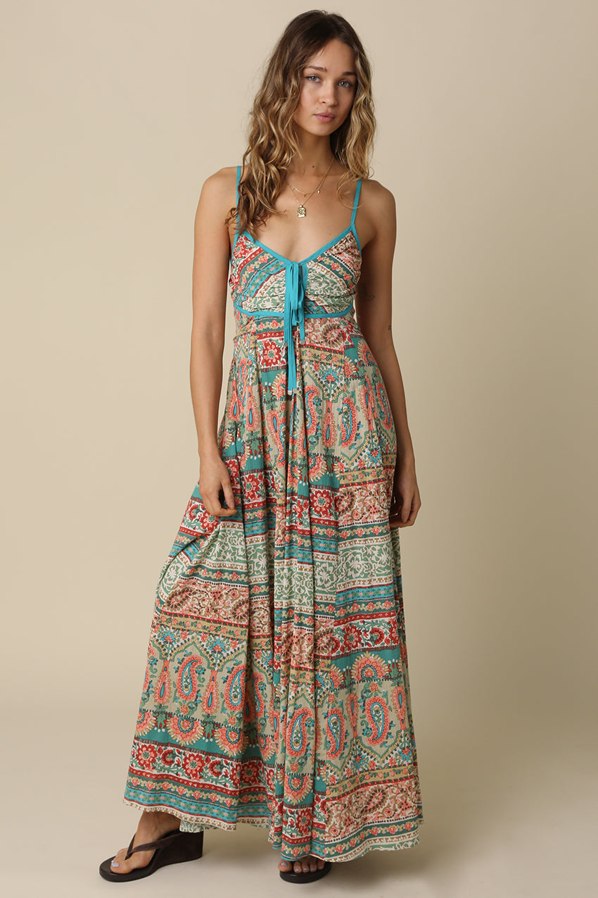 Paisley Print Maxi Dress OMFORT