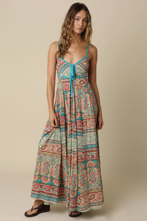 Paisley Print Maxi Dress OMFORT
