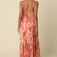 Floral Maxi Dress With Pink Trim OMFORT