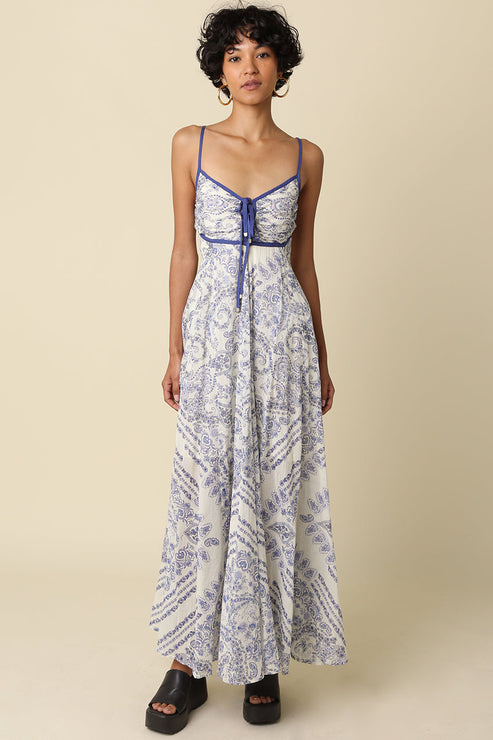 Paisley Print Maxi Dress OMFORT