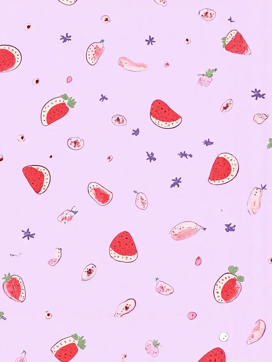 Fruit-Print Light Purple Short-Sleeve Pajama Set OMFORT