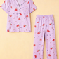 Fruit-Print Light Purple Short-Sleeve Pajama Set OMFORT