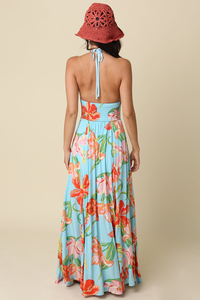 Printed Bow Front Maxi Dress OMFORT