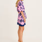Dusk Soiree Shirt Dress in Pink with Navy Floral OMFORT