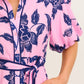 Dusk Soiree Shirt Dress in Pink with Navy Floral OMFORT