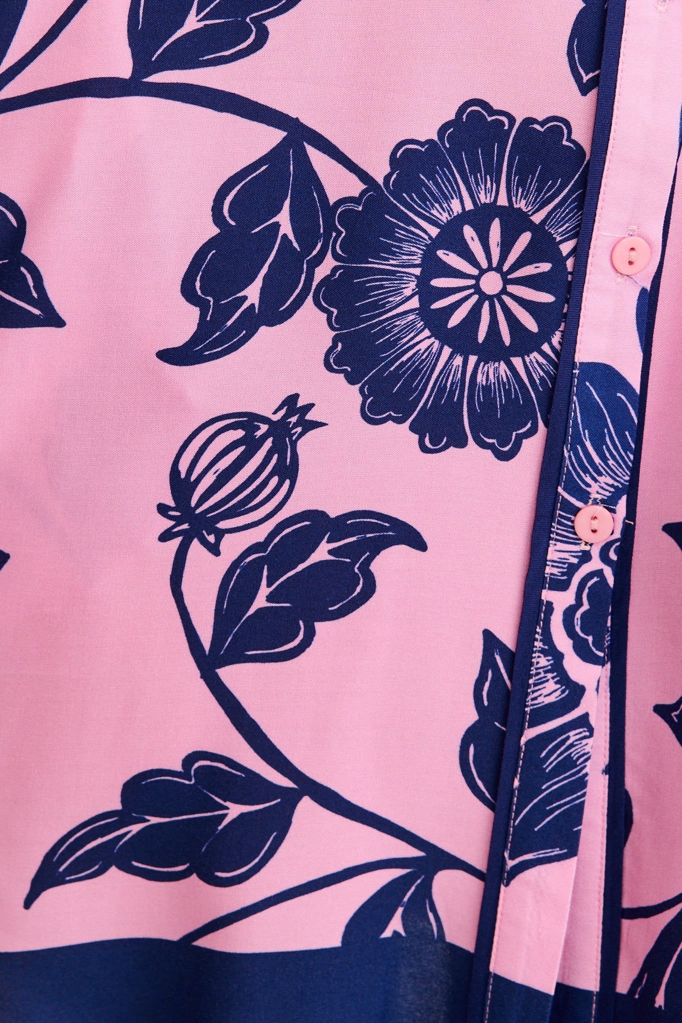 Dusk Soiree Shirt Dress in Pink with Navy Floral OMFORT