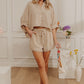 Coastal Ease Oversized Crop Button Up Top in Iced Latte OMFORT