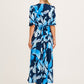 Ronda Maxi Wrap Dress in in Navy with Blue Floral OMFORT