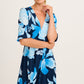 Ronda Maxi Wrap Dress in in Navy with Blue Floral OMFORT
