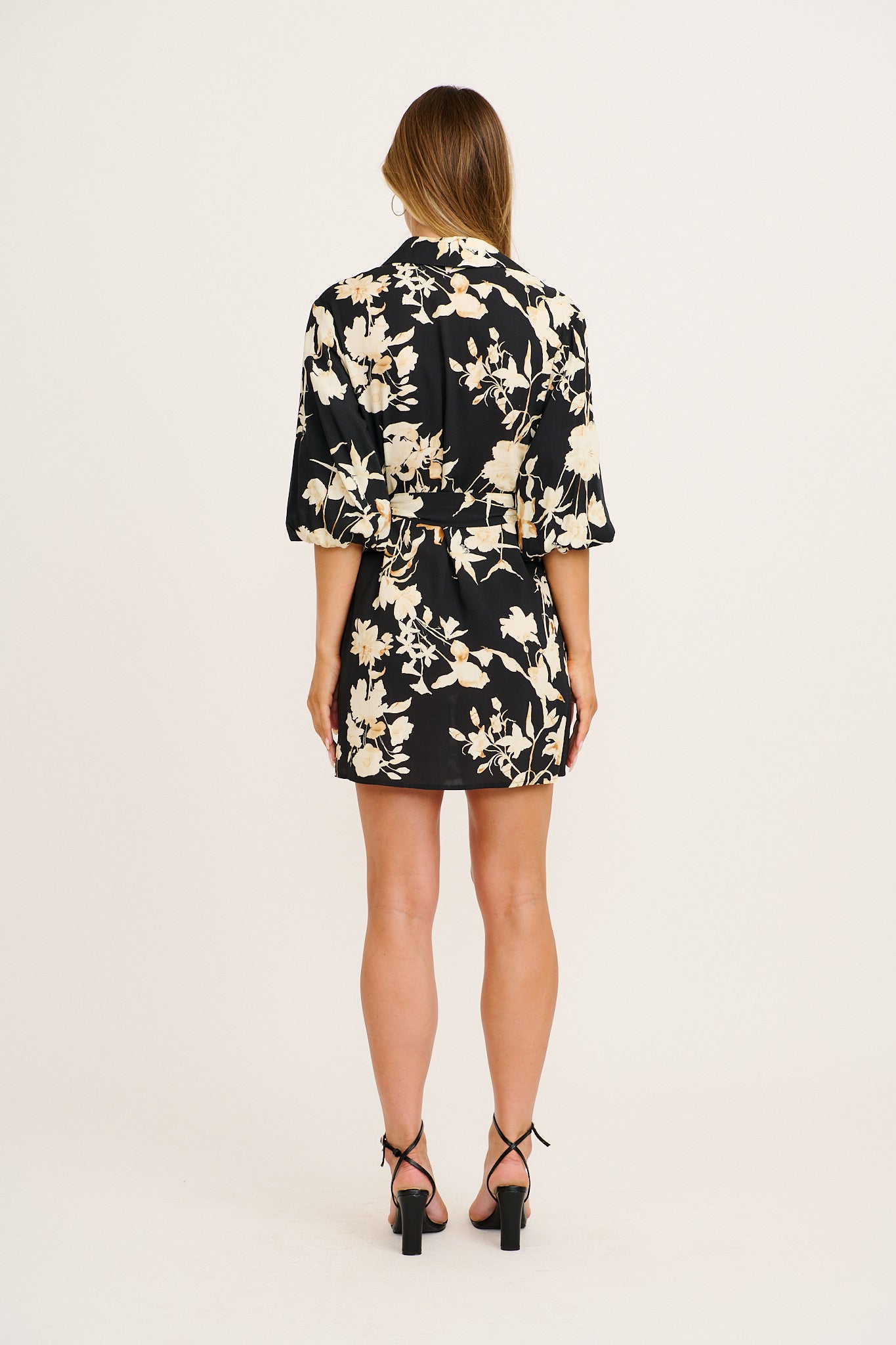 Floral Dreams Shirt Dress in Black Floral OMFORT