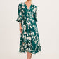 Golden Bloom Maxi Dress in Emerald Print OMFORT