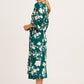Golden Bloom Maxi Dress in Emerald Print OMFORT