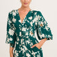 Golden Bloom Maxi Dress in Emerald Print OMFORT