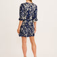 Ravello Dress in Navy with Cream Print OMFORT