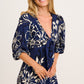 Ravello Dress in Navy with Cream Print OMFORT