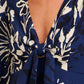Ravello Dress in Navy with Cream Print OMFORT