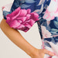 Secret Radiance Maxi Dress in Navy with Pink Floral Linen Blend OMFORT