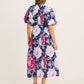 Secret Radiance Maxi Dress in Navy with Pink Floral Linen Blend OMFORT