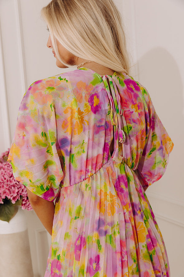 Petals and Prosecco Floral Pleated Mini Dress OMFORT