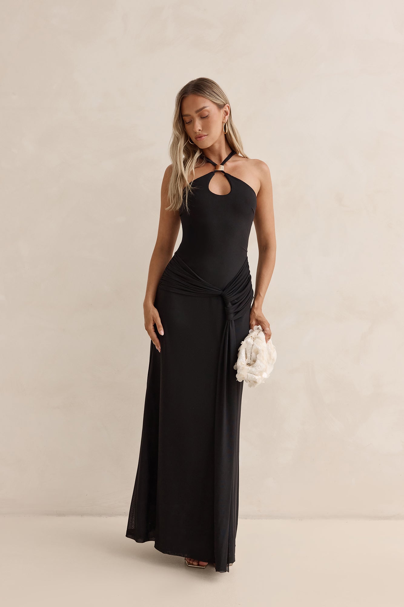 Lost In Dreams Mesh Maxi Dress Black OMFORT