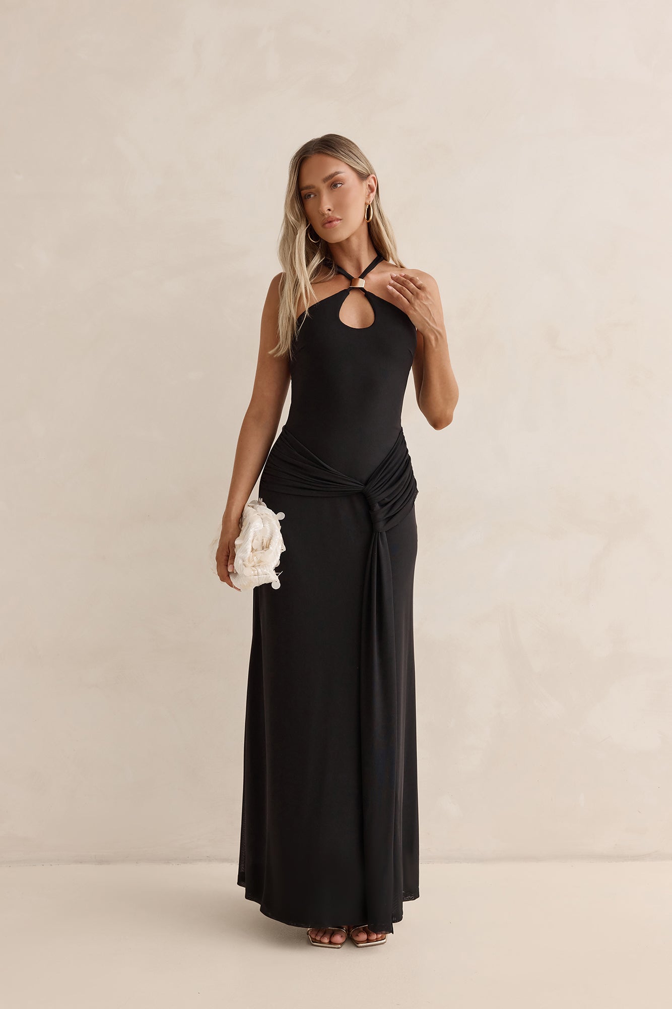 Lost In Dreams Mesh Maxi Dress Black OMFORT