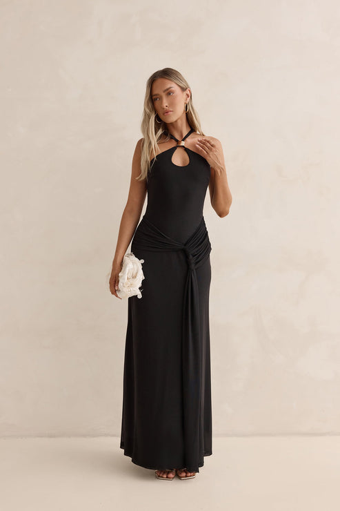 Lost In Dreams Mesh Maxi Dress Black OMFORT