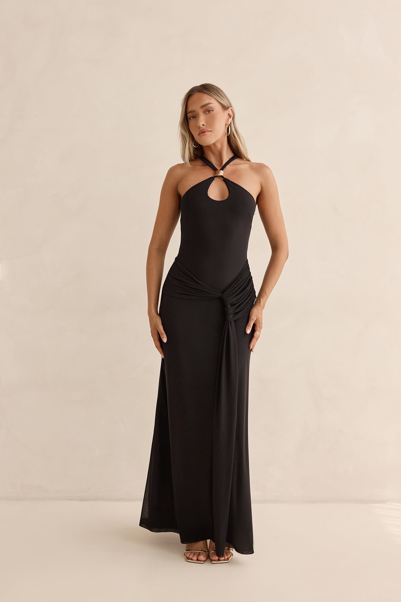Lost In Dreams Mesh Maxi Dress Black OMFORT
