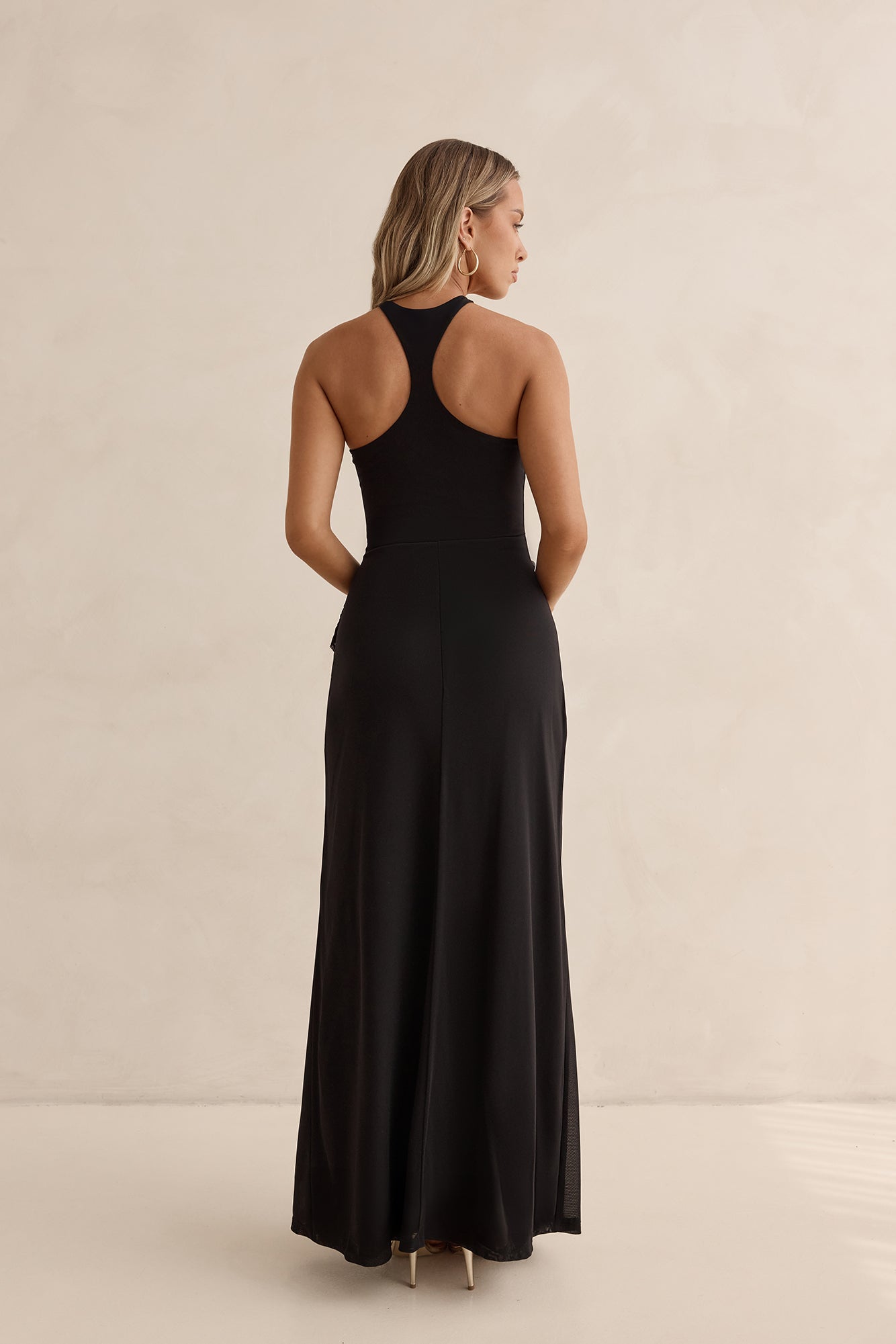 Lost In Dreams Mesh Maxi Dress Black OMFORT