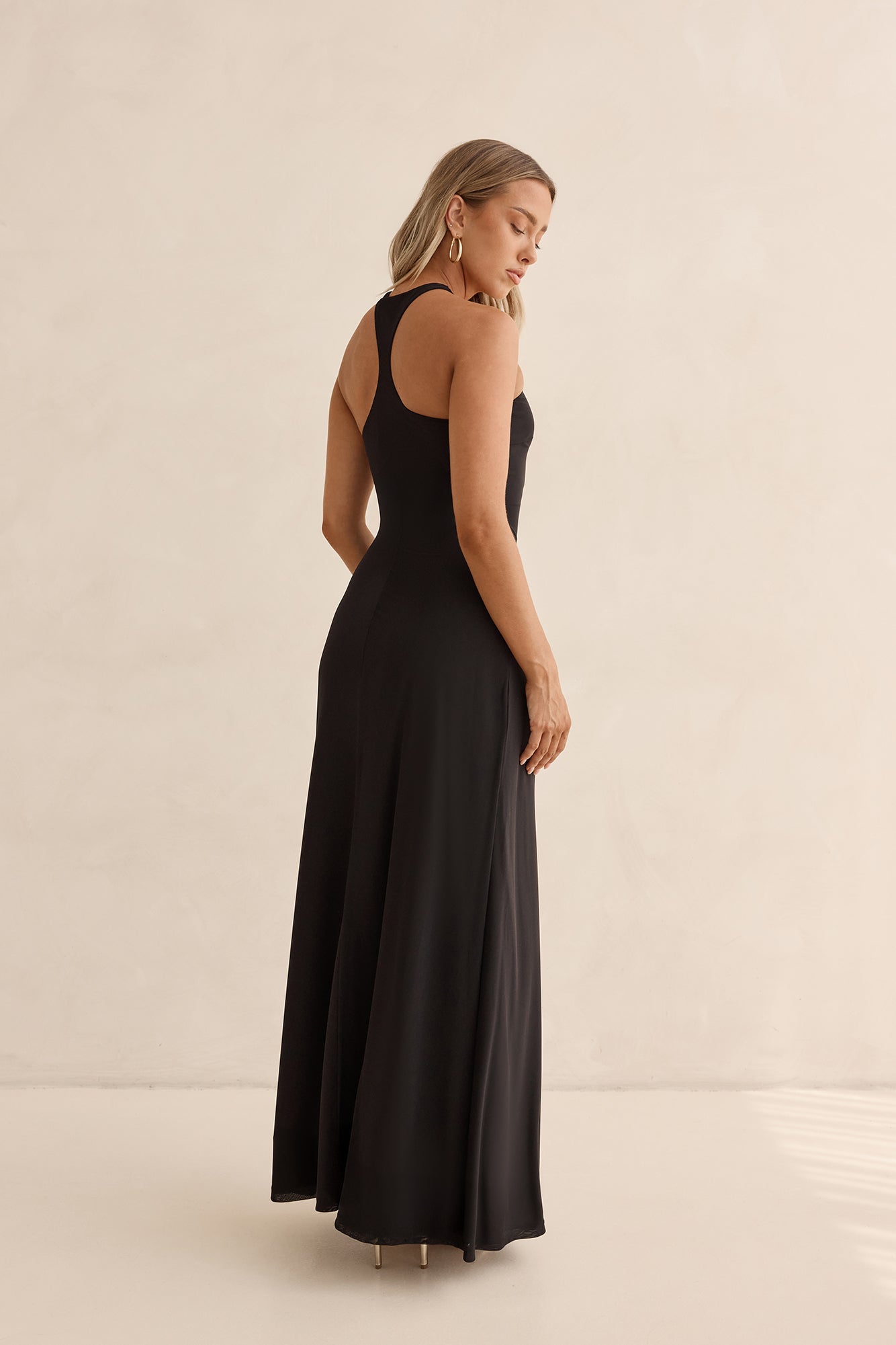 Lost In Dreams Mesh Maxi Dress Black OMFORT
