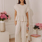 Seaside Bistro Linen-Blend Smocked Top in Oatmeal OMFORT