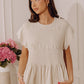 Seaside Bistro Linen-Blend Smocked Top in Oatmeal OMFORT