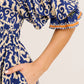 Nona Midi Dress in Navy and Cream Print OMFORT