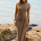 Evening Chic Mesh Maxi Dress Mushroom OMFORT