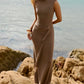 Evening Chic Mesh Maxi Dress Mushroom OMFORT
